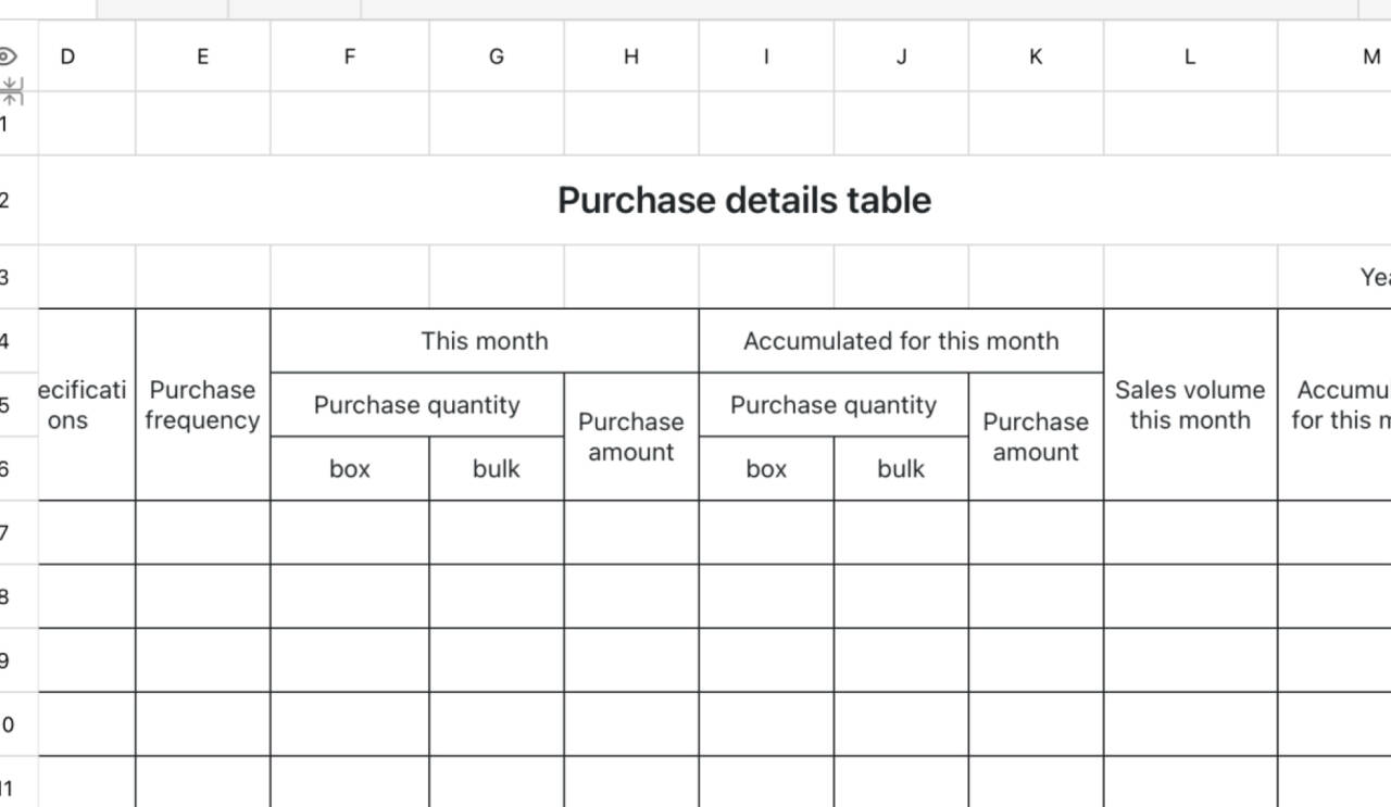Purchase list 1